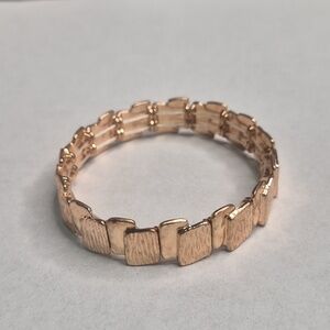 Gold-Tone Textured Square Link Stretch Bracelet